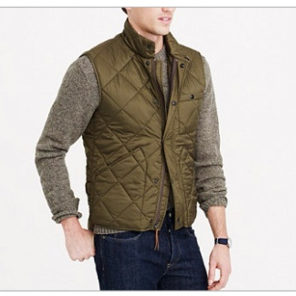 J Crew L Mens Green Broadmoor Quilted Vest Softshell Primaloft Windbreaker $148 - Picture 9 of 9